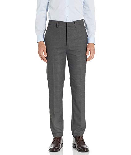 Haggar Men's Stretch Windowpane Slim Premium Flex Suit Separate Pant, Dark Grey, 32 x 34