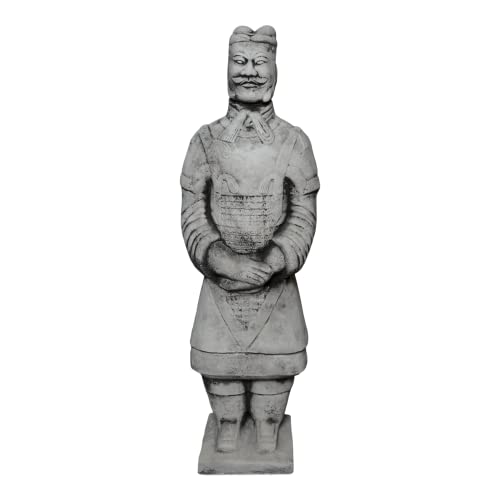gartendekoparadies.de Guerrier Chinois en Terre Cuite Guerrier du Temple Zen Qin, Taille 64 cm, Largeur 20 cm, Profondeur 15 cm, Gris, Poids 17 kg, en Pierre moulée...