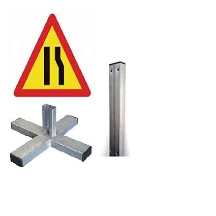 Ferretelix® Señal Metálica Homologada MOPU P-17a “Estrechamiento por la Derecha” | Reflectante Nivel 1 | 70 cm | Con Poste de 1,5 m y Cruceta