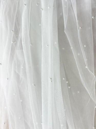 ELAWBTY 1 Tier Pearl Wedding Bridal Veil With Metal Comb F55