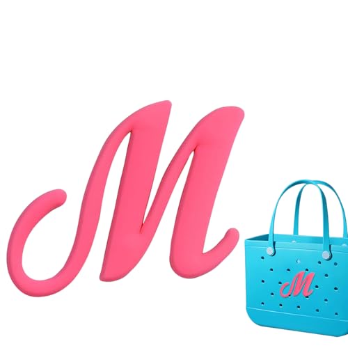 Bag Charms for Bogg Bag Accessories Customizable Alphabet Letters for Bog Bag Original Models Rubber Beach Tote-(Pink/White/Black) Letters
