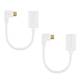 CableCreation [2-Pack 90 Degree Micro USB 2.0 OTG Cable, Right Angle On The Go Adapter, Compatible with Flash Drives, Galaxy S7, S6, S6 Edge, Note 4/3, 6 Inch, White
