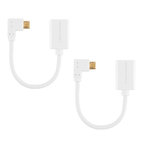 CableCreation [2-Pack 90 Degree Micro USB 2.0 OTG Cable, Right Angle On The Go Adapter, Compatible with Flash Drives, Galaxy S7, S6, S6 Edge, Note 4/3, 6 Inch, White