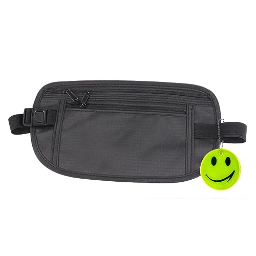 Riñonera de Seguridad Antirrobo - Cinturón de Dinero Oculto Ajustable para Hombre y Mujer, Deportiva, Negro