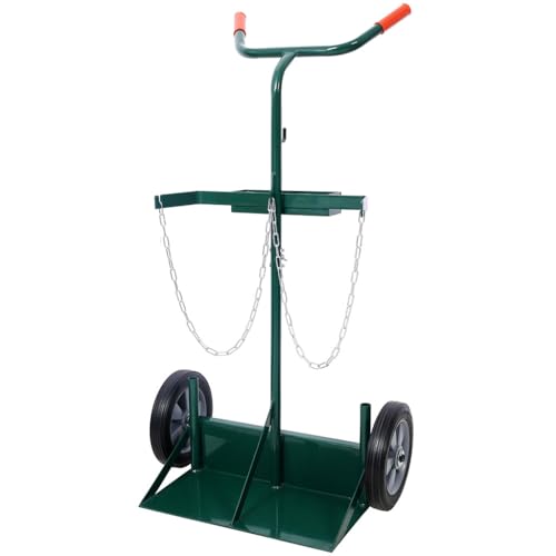 Carretilla doble para cilindros de soldadura, ruedas de goma 10" miniatura 4