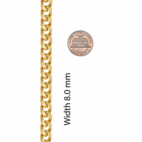 Lifetime Jewelry 8Mm Cuban Curb Link Chain Necklaces For Women & Men 24K Gold Plated (20 Inches) #TOP4