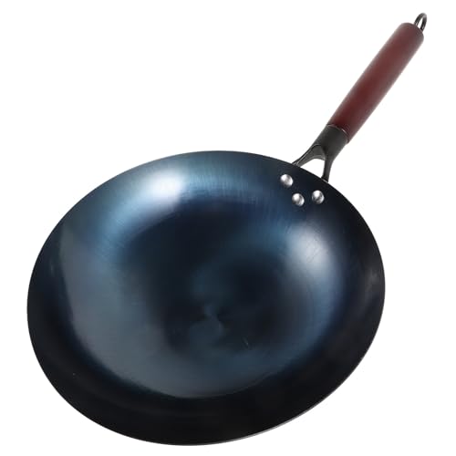 BESPORTBLE Wok de hierro 30cm con mango de madera