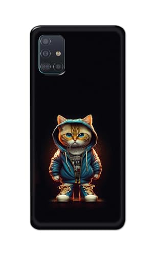 Image of PRINTFIDAA Printed Hard Back Cover Case for Samsung Galaxy A51 | Samsung Galaxy A51 5G Back Cover (Hipster Cat) -112