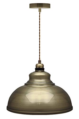 Long Life Lamp Company Modern Vintage Antique Brass Pendant Light Shade Industrial Hanging Ceiling Light Ideal for Dining Room Bar Clubs & Restaurants