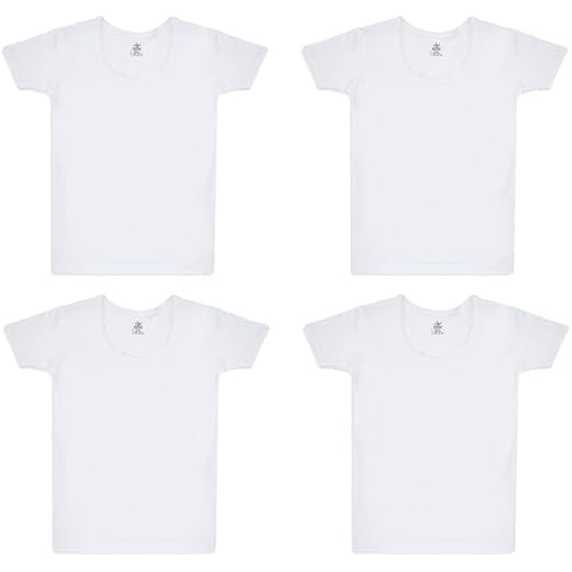 Kids Combed Cotton White Vest with Sleeve 3-4 Years