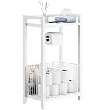 IBUYKE Aufbewahrungswagen für das Badezimmer, freistehender Toilettenpapierhalter mit Ablagen für Toilettenpapier, Handys und Feuchttücher – schmale Ablage für Badezimmer, Wohnzimmer und Küche TLJ020W