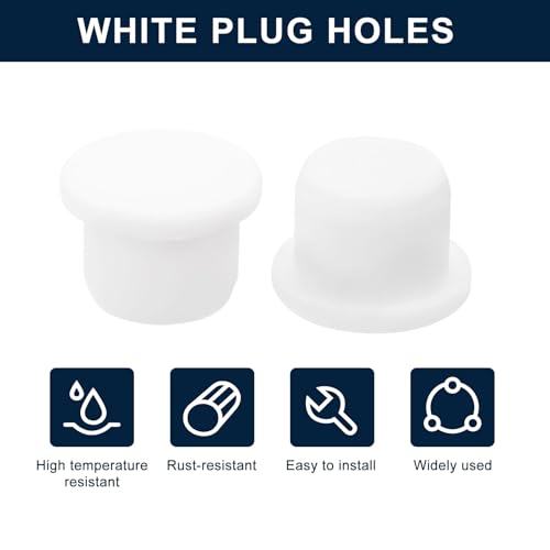 Image of uxcell 16 Pieces White Rubber Stopper, 14mm Plug Holes for 13.5-13.8mm /0.53-0.54 inch Hole