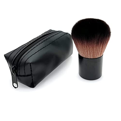 JZK Cepillo profesional maquillaje de polvo suave con estuche almacenamiento, pincel resaltador para colorete, cepillo bronceador viaje cara, cepillo rubor para maquillaje de mejillas