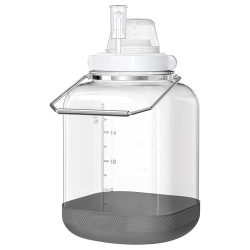 Daitouge 5 Gallon Large Fermentation Jars, Pickle Jar, Wide Mouth Airtight Glass Jar with Scale Mark, Glass Water Jug with Stainless Handles for Pickling, Brewing, Dry Storage