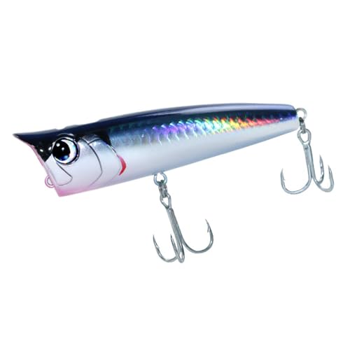 Salzwasser Angelköder, Kunstköder zum Angeln, Brandungsangeln, Schwimmender Köder, Drillings Haken mit 3D Ösen für Barsch, Forelle, Zander,...