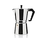 No apto para lavavajillas HAEGER Moka Pot 9 - Cafetera Italiana para Uso en Todos los Elementos de Calefacción Excepto Inducción, Capacidad 9 Tazas