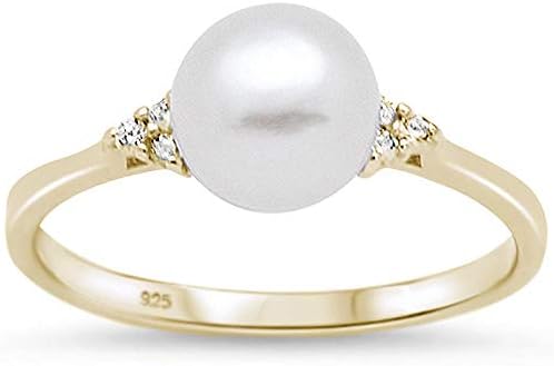 Sterling Silver Fresh Water Pearl & Cubic Zirconia Ring Sizes 4-10 Colors Available!