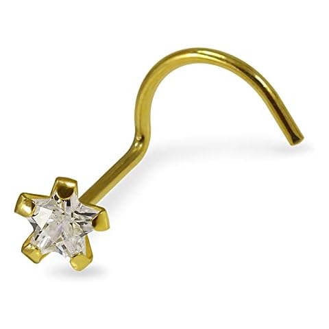 9K Yellow Gold 3MM Star CZ Nose Screw Cover