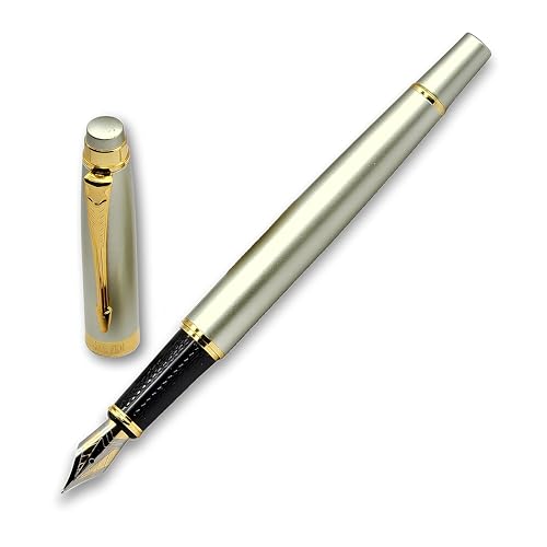 Image of Venti Fountain Pen - Metal Luxury Pen, Schmidt Nib (Medium), Best Pen Gift Set for Men & Women, Professional, Executive, Office, Nice Pens,Return Gift (F102-Golden)