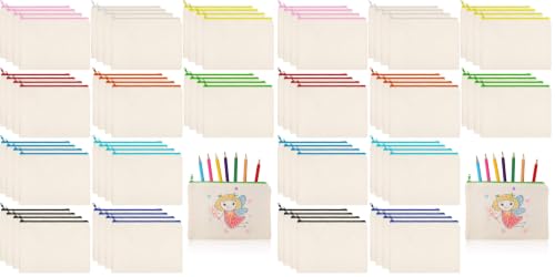 Image of Shappy 40 Pcs Canvas Zipper Pouch Bags Pencil Pouch Bulk Canvas Makeup Bags Blank Pencil Case Cotton Cosmetic Case for Travel DIY Craft (9.25 x 6.89 Inches,L) (Pack of 2)