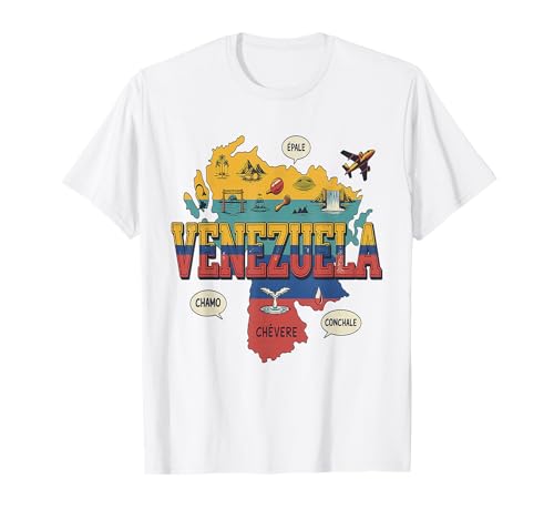T-Shirt Carte du Venezuela – Souvenir du Drapeau et Symboles du Venezuela T-Shirt