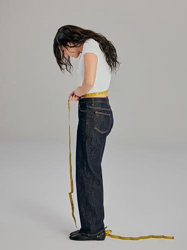 CIDER Womens Straight Leg Jeans Mid Waist Long Length Non Stretch Regular Fit Denim Pants for Women3