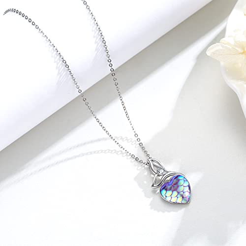 Collier pendentif queue de sirène violet en argent 925 pour enfants