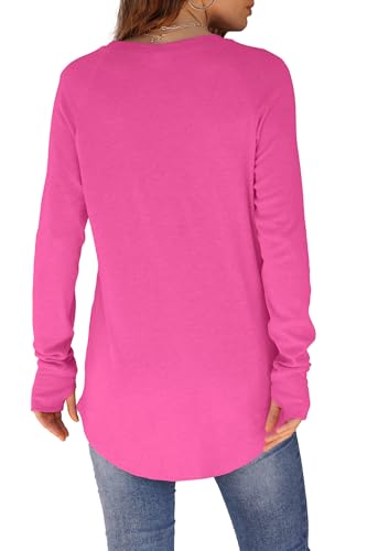 Image of XIEERDUO Womens Tunic Tops to Wear with Leggings Long Sleeve Thumb Hole Shirts Crew Neck Curved Hem