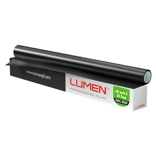 Lumen Black Vinyl Wrap Paint Protection Film (PPF) For Cars | 60' x 50' | Top Coated Black Vinyl...