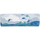 Tglptc エアコンダストカバー 漫画 イルカ柄 エアコンカバー エアコンプロテクター クリーニングカバー 保護ケース 室内 壁掛け ホーム デコレーション（青）