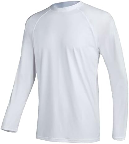 Men's Swim Shirts Rashguard Sun Shirt UPF 50+ UV Sun Protection Outdoor Long Sleeve T-Shirt Swimwear White M