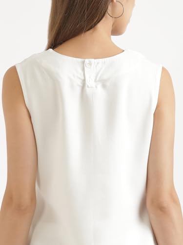 Image of SAADAA V-Neck Tops for Women| Viscose Fabric | Sleeveless Design | Relaxed Fit for Everyday Comfort | Office & Casual Wear