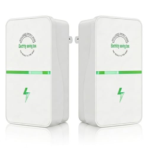 Electricity Saving Box 2 PCS, Plug-in Power Factor Saver and Voltage Stabilizer for Home, Smart Energy Saving Device for Refrigerator, AC, Office Appliances, Flame-Retardant Power Plug