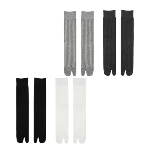 Chaussettes pur coton à rayure verticale avec une finition soignée style Tabi