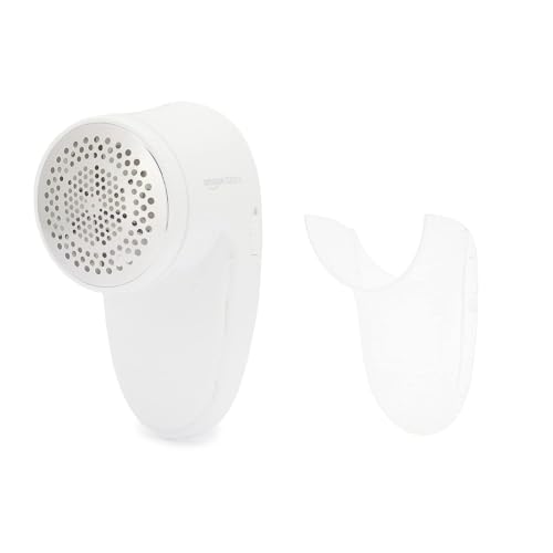 Amazon Basics Battery Operated Fabric Shaver for Clothes, Remove Pilling, Lint and Fuzz Removal, 6-Leaf Blades with Safety Lock, Portable, Includes 2 Spare Blades, White view 4