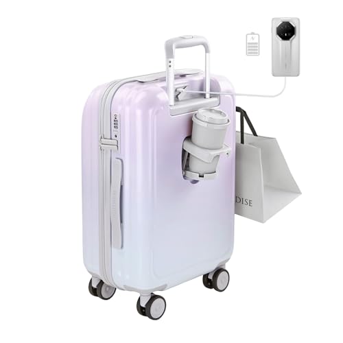 20 Inch Large Hardshell Suitcase with Wheels, Family Luggage Set, Extra-thick aluminum frame Lightweight Checked Suitcase with Spinner Wheels & TSA Lock, Purple