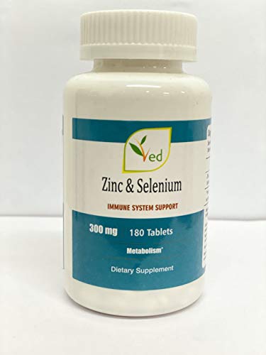 Ved Zinc & Selenium Tablet | Immune System Support | Metabolism | 300mg 180 Tablets
