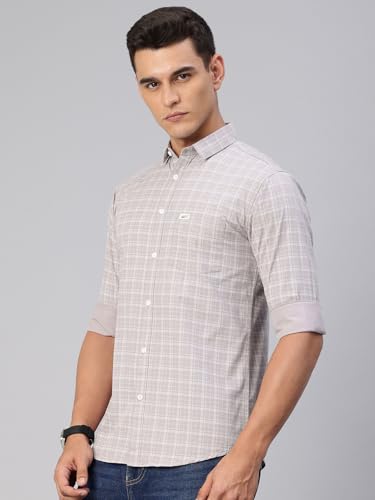 Image of Majestic Man Comfort Slim Fit Spread Collar Small Checked Cotton Casual Shirt