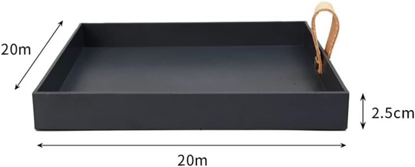 FMURY Creative Square PU Leather Serving Tray Decorative Tray Cosmetics Sundries Desktop Storage Tray with Handle(Dark Gray)