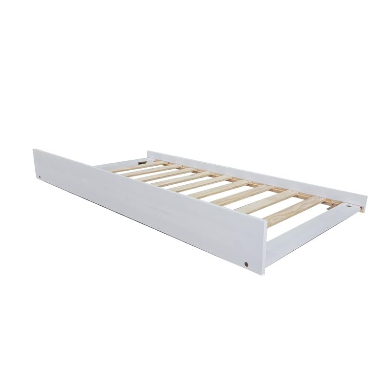 Buyqualia Cama Auxiliar para Litera de Madera – 189x96x22 cm | Estructura Baja para Cama Nido o Supletoria | Color Blanco Abierto