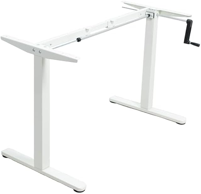 VIVO Compact Hand Crank Stand Up Desk Frame, White, DESK-M051MW