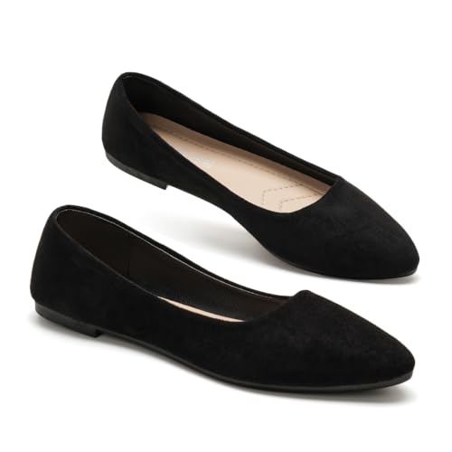 GLAMORA Bailarinas Planas para Mujer Elegantes y cómodas Tipo mocasín con Punta Fina y Suela Antideslizante, Ideales para Boda, comunión, Oficina, Trabajo o Uso Diario y Formal G25029-bk-37