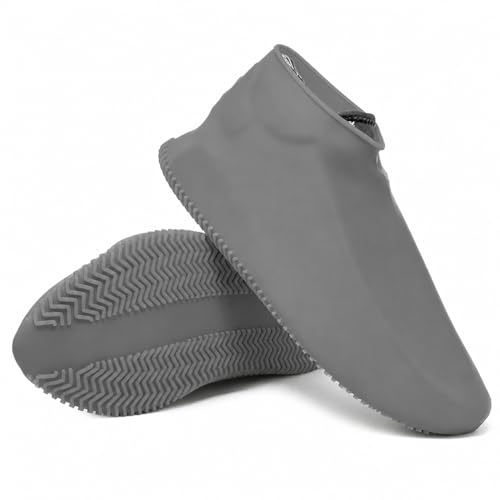 Image of Shoe Cover for Rain Waterproof, Silicone Shoe Covers Waterproof Reusable, Non Slip Rain Shoe Covers for Men Women Kids, Waterproof Shoe Covers for Rain (Grey, Large)