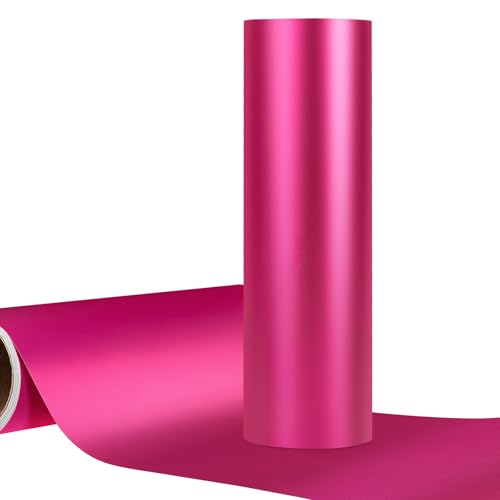 WRAPXPERT Hot Pink Permanent Vinyl Metallic 12 x5ft Pink Matte Adhesive Vinyl Satin Metallic Craft Vinyl Roll for Home Outdoor Decor Craft Cutters DIY Projects for Cricut Silhouette Cameo