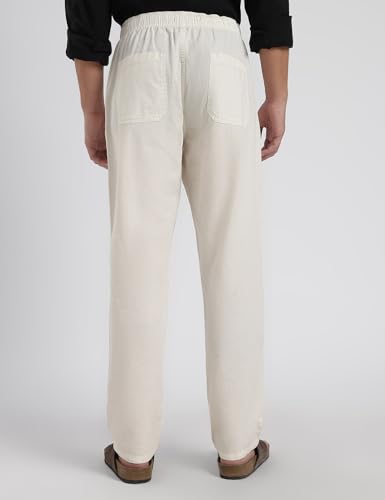 Image of FYLTR Men's Cotton Linen Summer Pants with Elasticated Drawstring Waistband | 4 Pocket Styling | Relaxed Fit | Comfortable Pants for Men