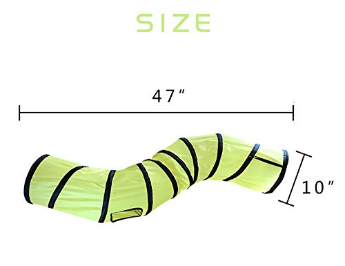 Image of iCAGY Cat Tunnel for Indoor Cats Interactive, Rabbit Tunnel Toys, Pet Toys Play Tunnels for Cats Kittens Rabbits Puppies Crinkle Pop Up Yellow 47 inch Shape S