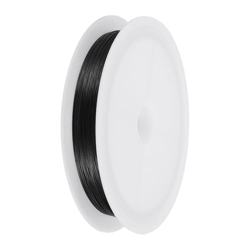 PATIKIL 98FT (30m) 0.015inch (0.38mm) 7-Strand Bead String Wire, Stainless Steel Nylon Coated Bead Cord Stringing Wire for Jewelry Bracelet Beading Making, Black