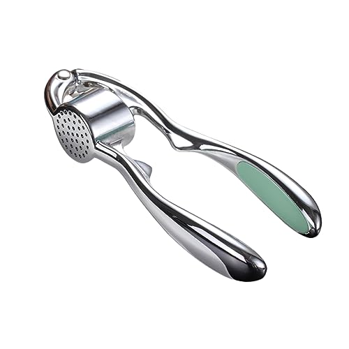SOLUSTRE Zinc Alloy Garlic Press Mincer Ergonomic Manual Garlic Crusher Tool for Effortless Crushing Easy Cleanup Kitchen Essential Green Color
