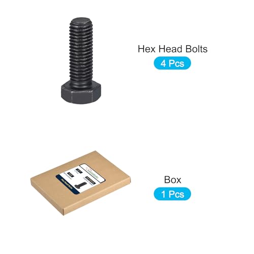 Image of METALLIXITY Hex Bolts (M14-2x40mm) 4Pcs, 8.8 Grade Carbon Steel Fully Threaded Black Oxide, Coarse Thread UNC Hex Head Screw Bolt - for Furniture Repair