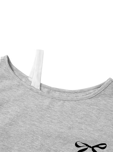 Image of Girls Off The Shoulder Tops Asymmetrical Short Sleeve Crop Top Cute Summer Tee Shirts